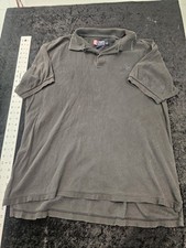 Ralph Lauren CHAPS Gray Ribbed Rib Short Sleeve Polo Shirt Size L 100% Cotton