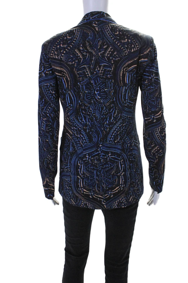 Blazer Nanette Lepore Mujer Cuello Forrado Abstracto Estampado Azul Talla 2 Foto 4 de 4