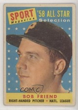 1958 Topps Sport Magazine '58 All Star Selection Bob Friend #492 2u3