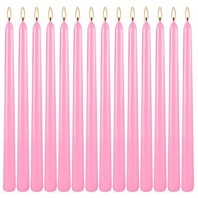 14 PCS Pink Taper Candles 12 Inch Tall 3/4 Inch Thick Burn 10 Hours
