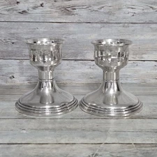 Pair of Vintage Empire Sterling Silver Weighted Candle Holders