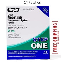 Rugby Clear Nicotine Patches - Transdermal System Patch - Smoking or Vaping Quit