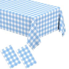 2 Pack Light Blue Gingham Tablecloth Rectangular 2 Pack,