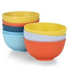 24 OZ Unbreakable Cereal Bowls, 8 Pieces Wheat Straw Bowls, Microwave and Dishwa