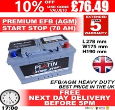 096 100 START STOP AGM 78AH Heavy Duty 12V Car Battery More power than AGM / EFB