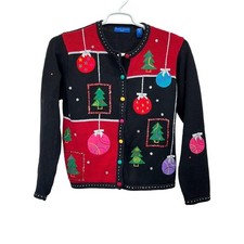 Vintage Karen Scott Sport Womens Multicolor Christmas Ugly Cardigan Medium