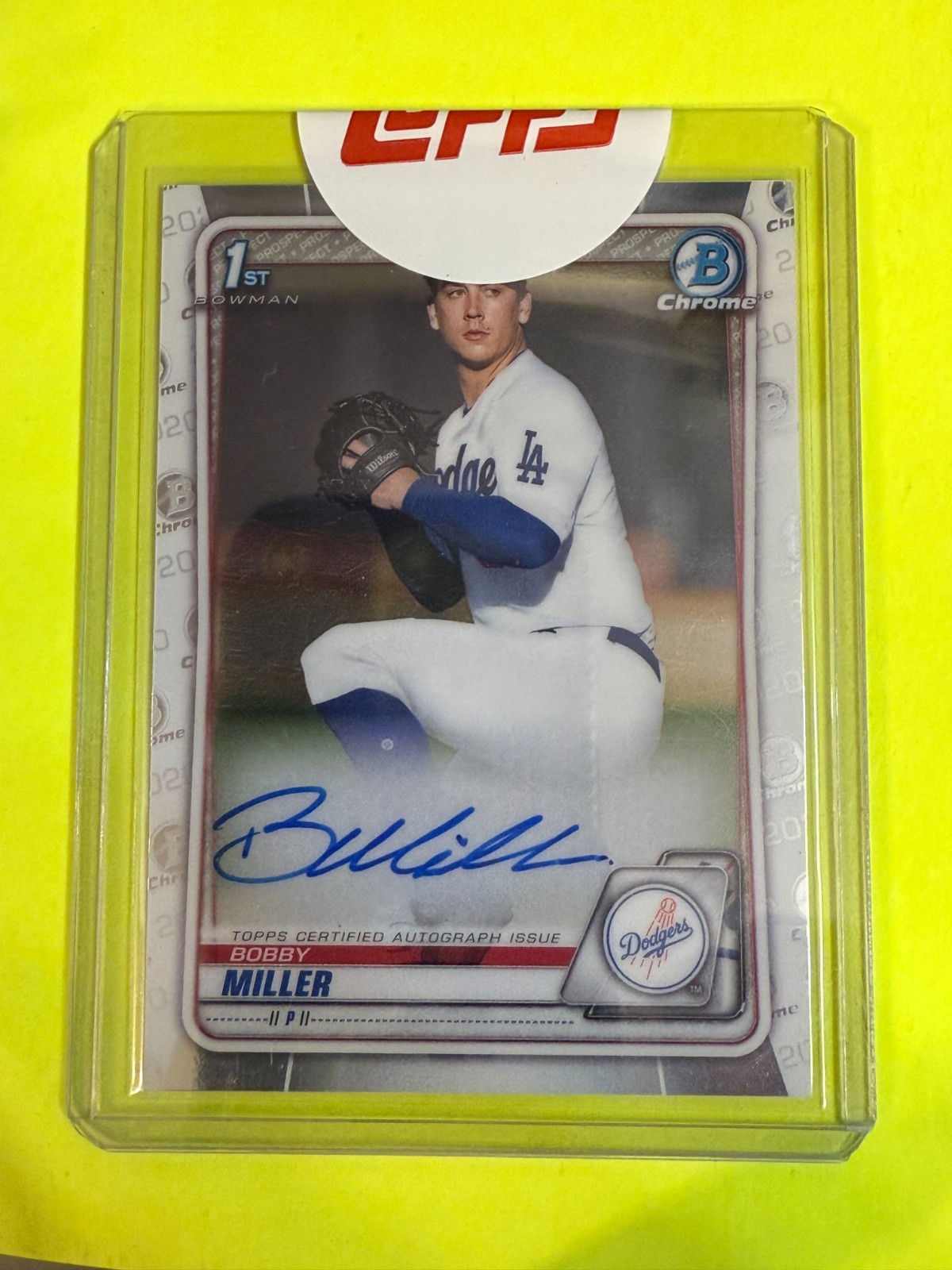 DA104614 2020 Bowman Chrome Draft Autograph #CDABM Bobby Miller RC AUTO