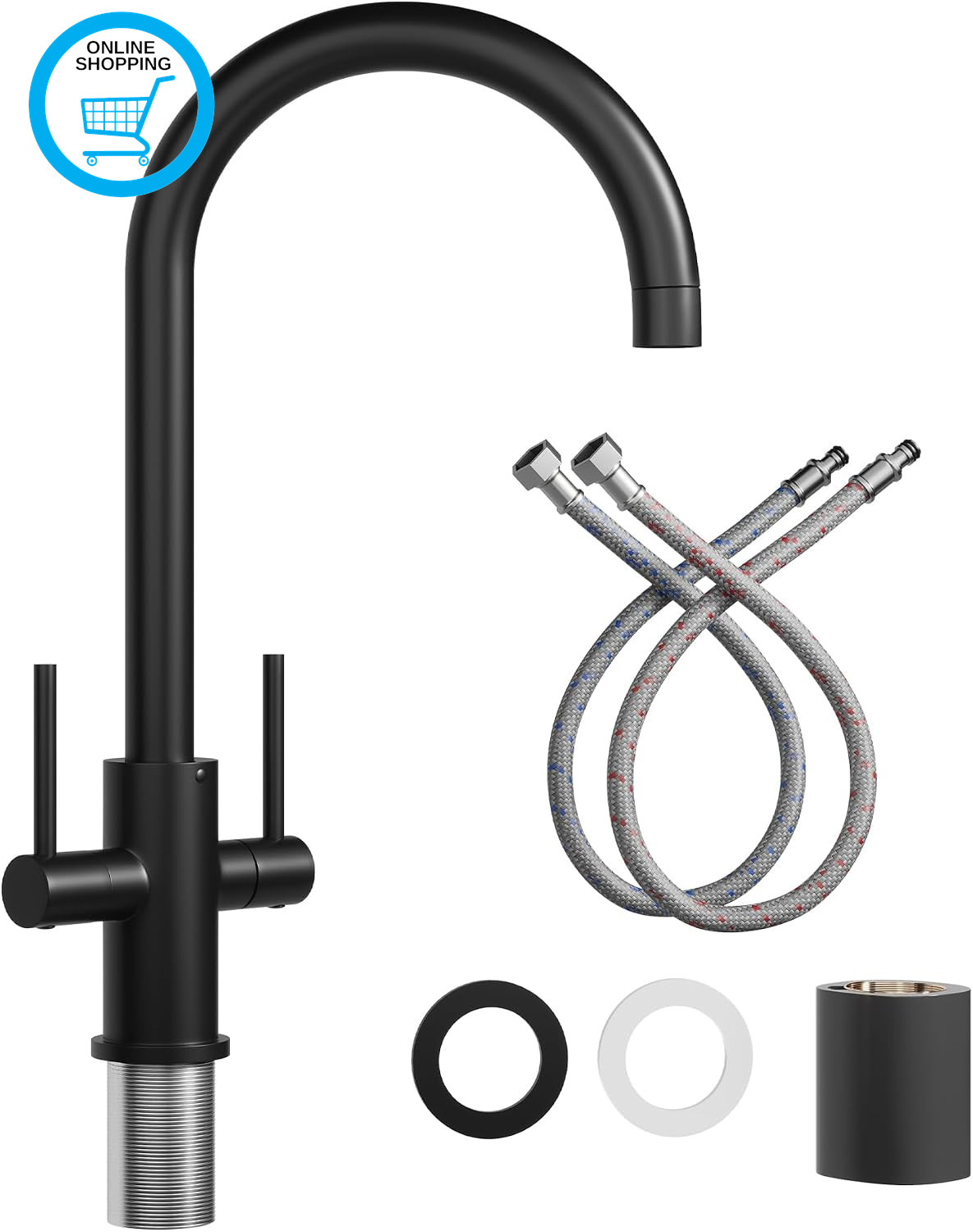 Kitchen Mixer Tap, Monobloc Kitchen Sink Tap 1 Hole, Kitchen Taps with Dual Leve
