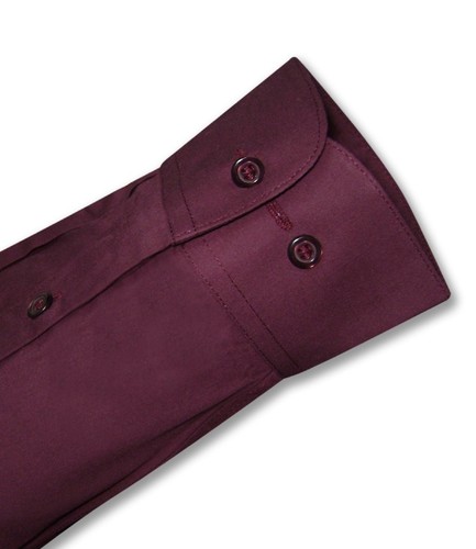 Camisa de Vestir Biagio Para Hombres 100% ALGODÓN Color Borgoña Sólido Talla 17 32/33 - Imagen 4 de 4