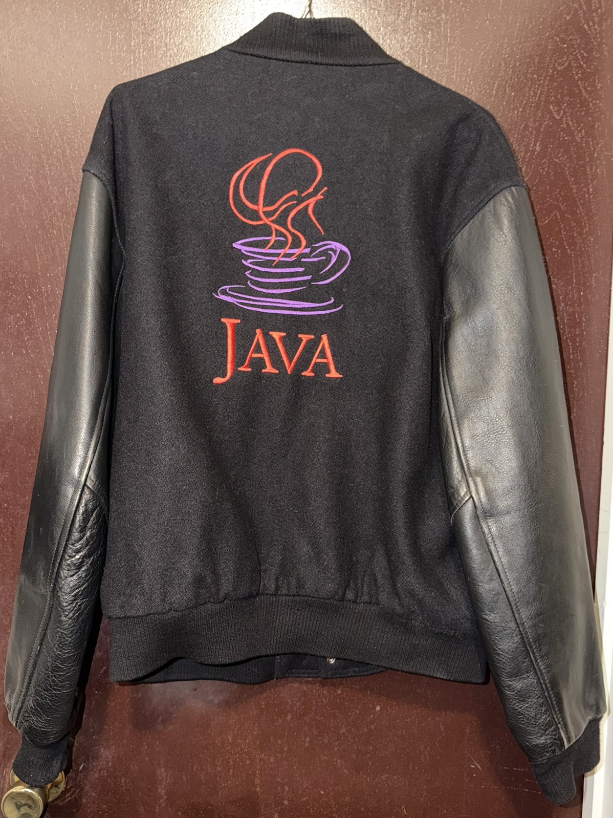 Vintage Sun Microsystems JAVA Jacket M Wool Leath… - image 1