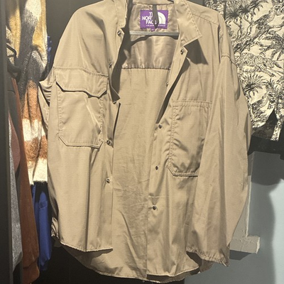 #ad The North Face Men’s Beige Solid Shacket Jacket Button Front Pockets Size L $45.00