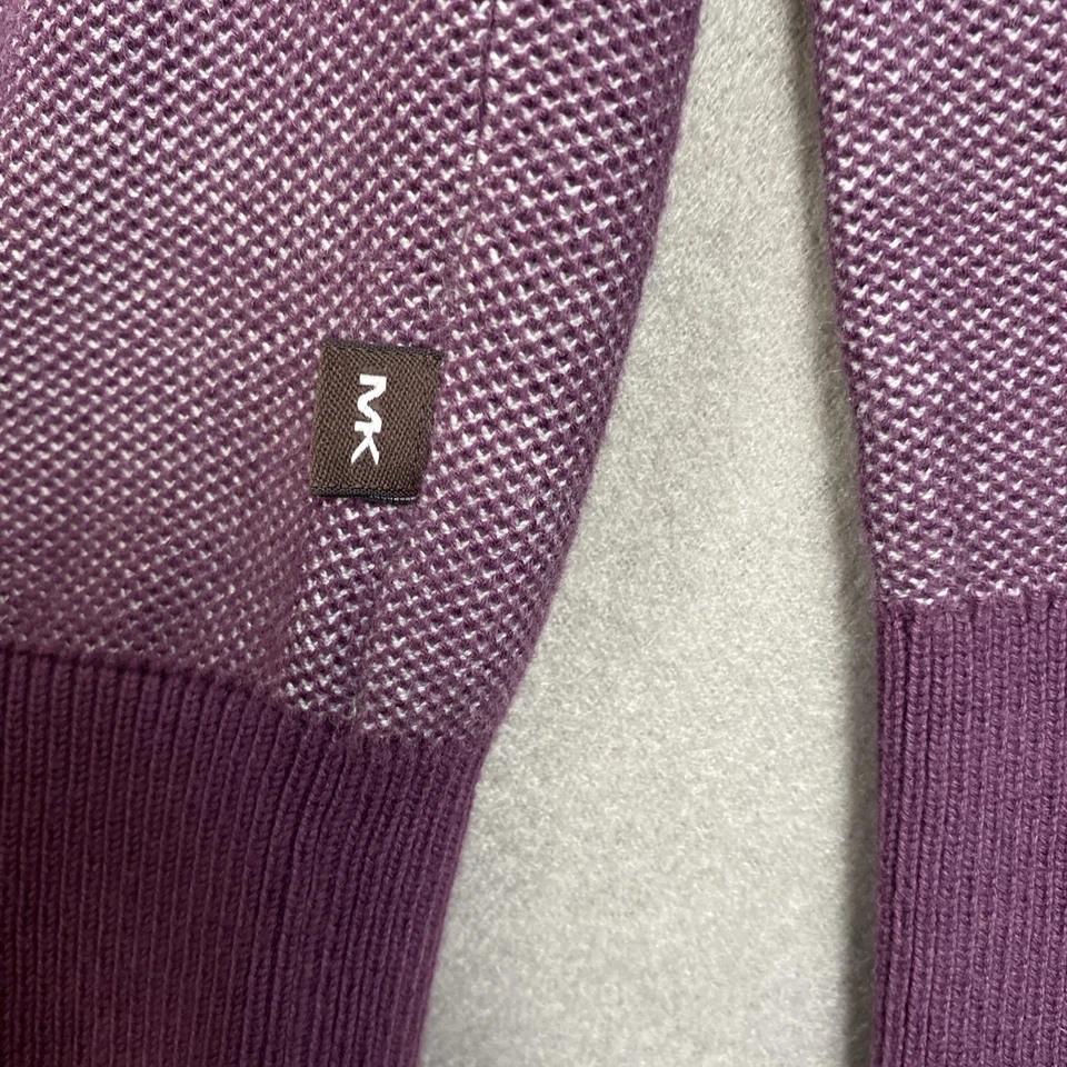 Suéter Pullover Michael Kors Para Hombre Grande Cuello en V Púrpura Ciruela 100% Algodón Foto 4 de 4