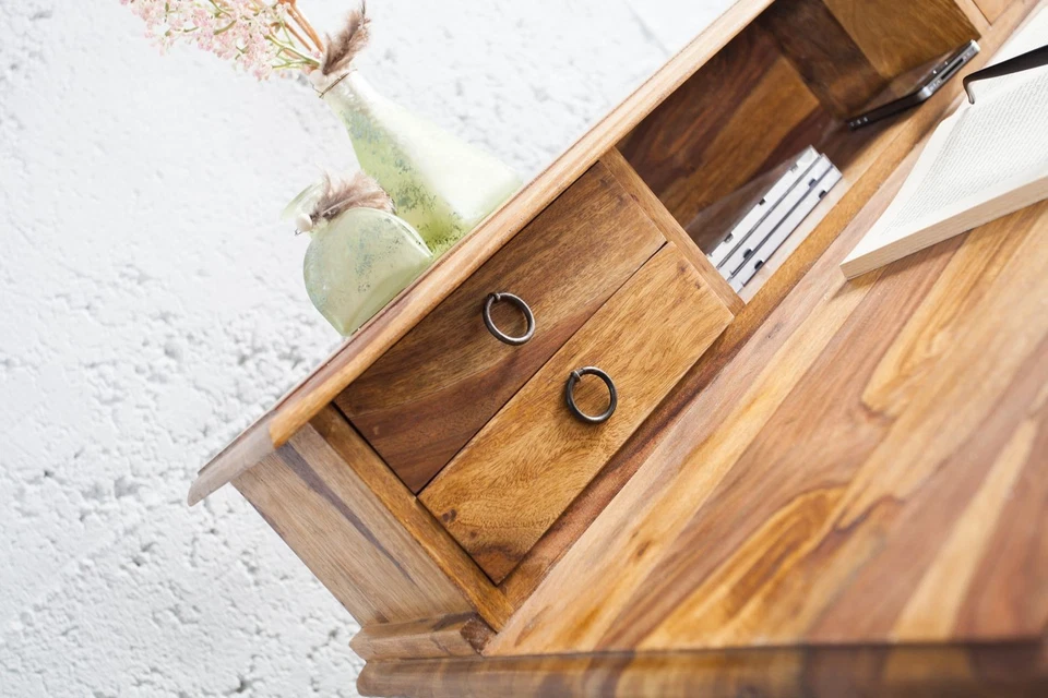 Sekretär Schreibtisch Holz 90 x 90 x 50 cm Sheesham Unikat Landhaus Stil - Bild 2 von 4