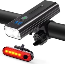 3000 Lumens Multifunctional Bike Light Set,5200 mAh Bike Light Rechargeable,F...