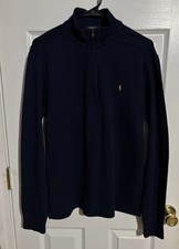 Polo Ralph Lauren French Rib Quarter Zip Pullover Navy Blue Boys Size XL