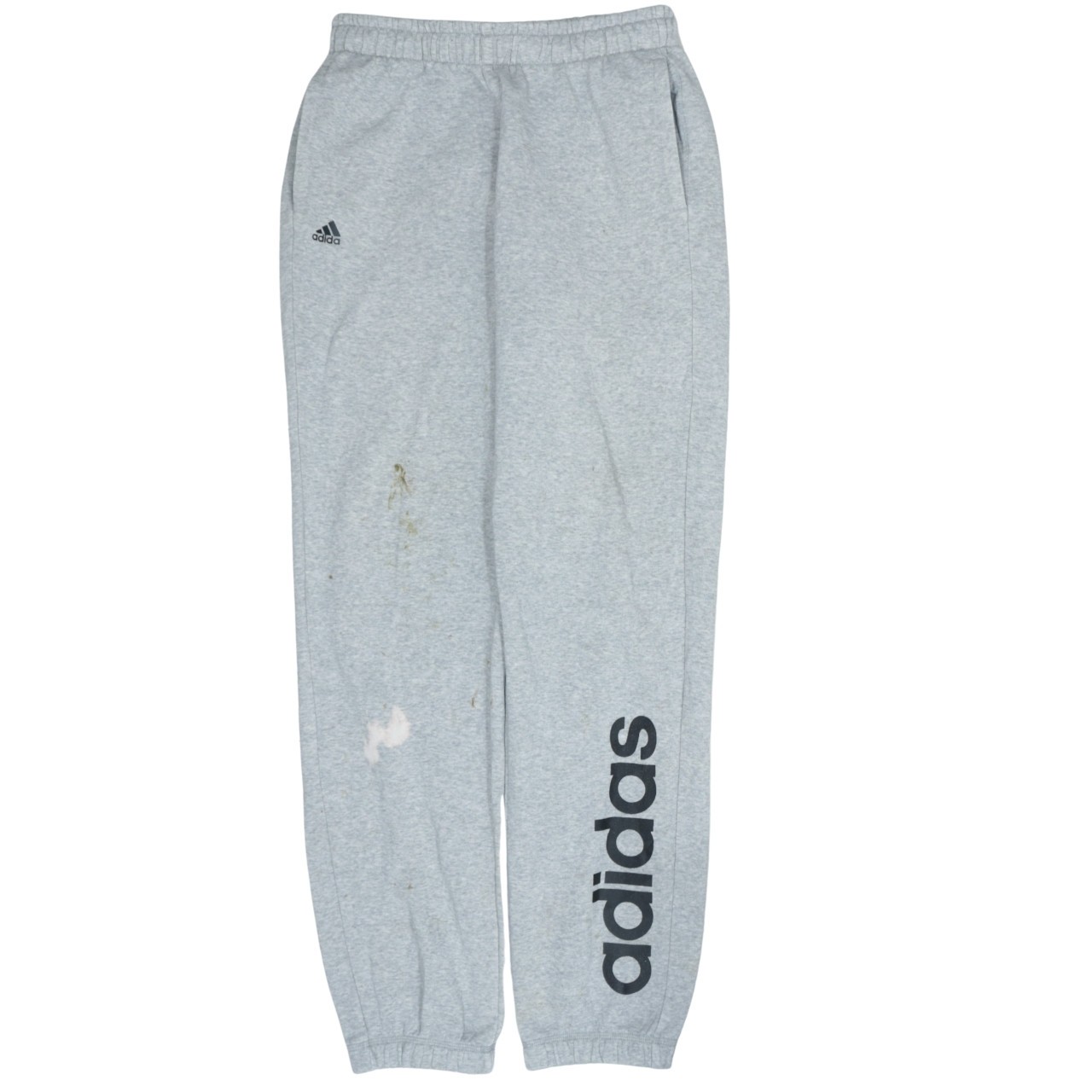 Adidas Mens Joggers Grey Fleece Elastic Waist Big Logo Cuffed Track Pants M