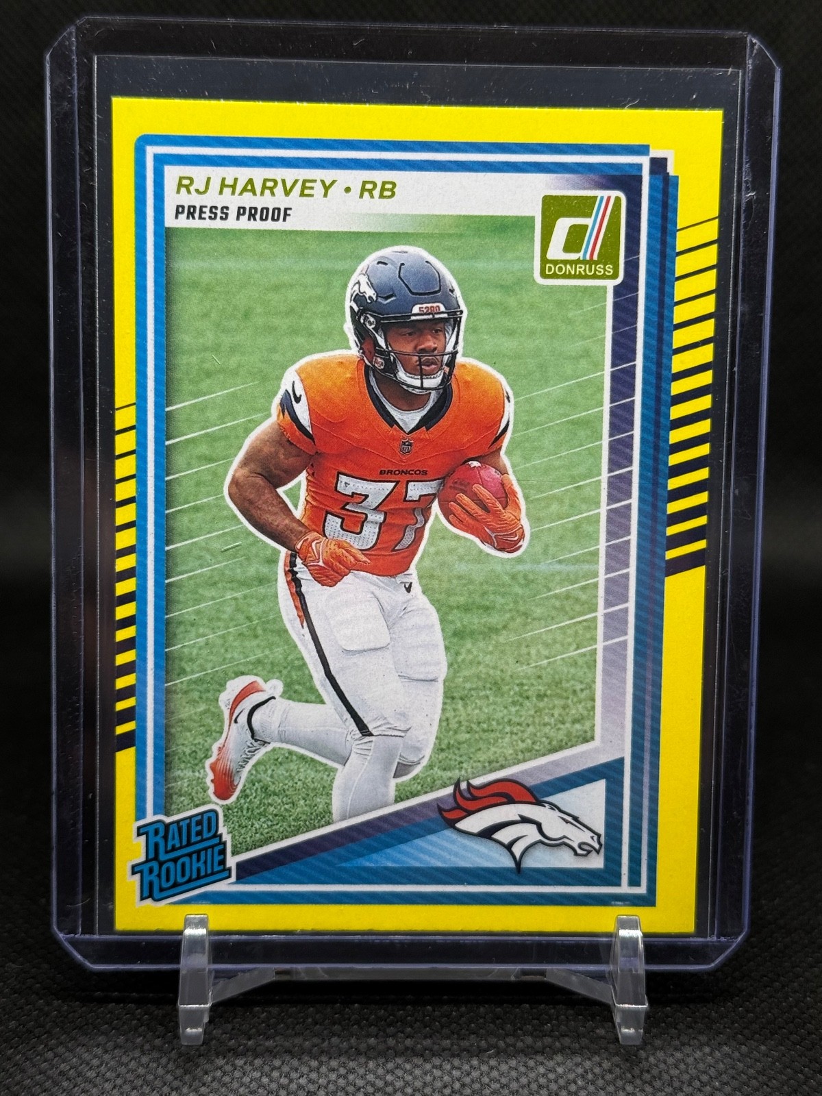 2025 Panini Donruss - Press Proof Yellow - Rated Rookie - #312 RJ Harvey (RC) 