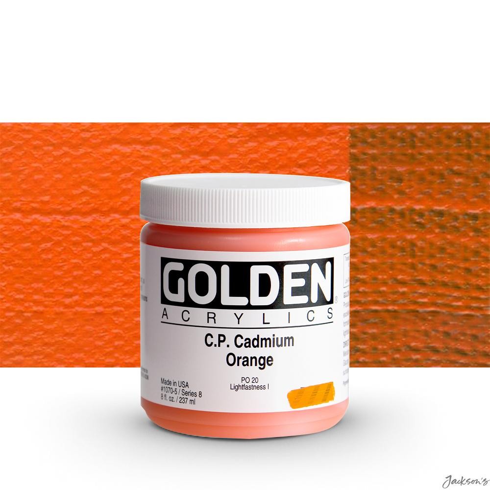 Golden Heavy Body Acrylic Paint 237ml Pure Cadmium Orange Artist Colour