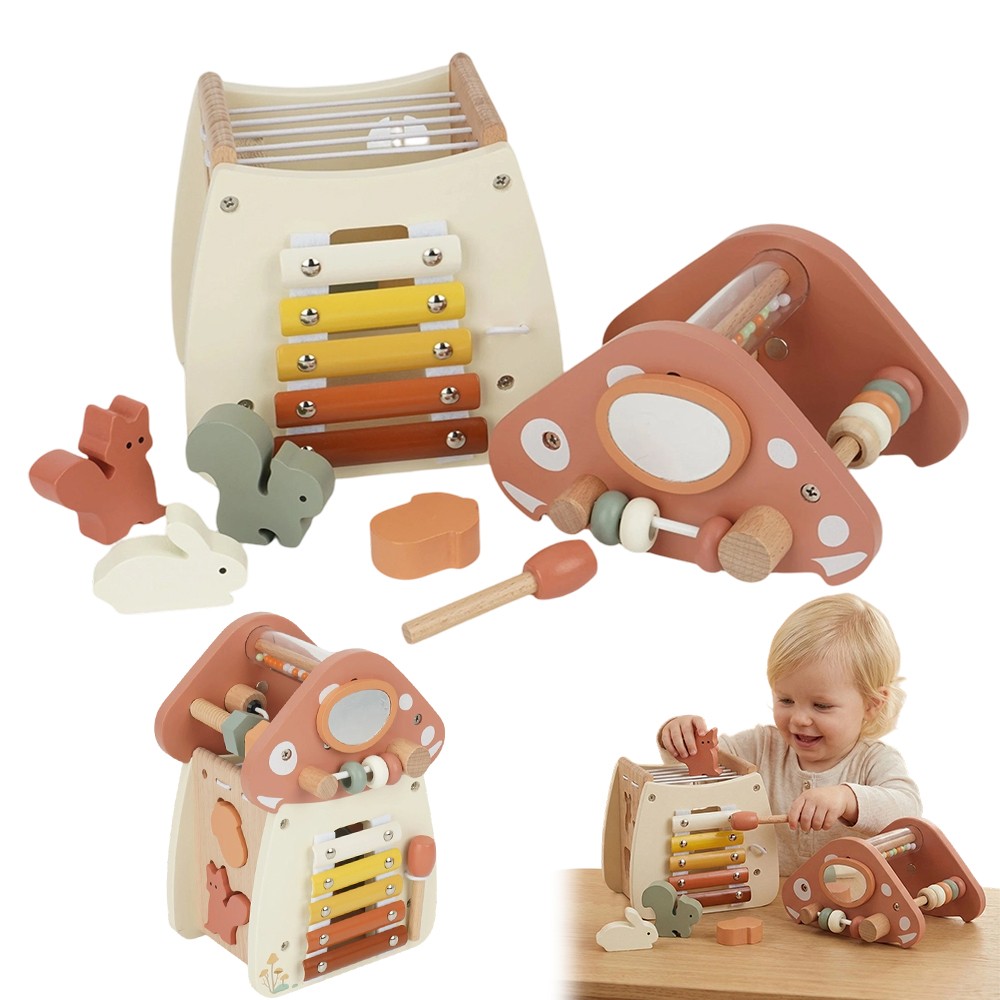 Holz Lernzentrum 10-in-1 Pädagogisches Spielzeug Musik Motorik Kleinkinder Baby