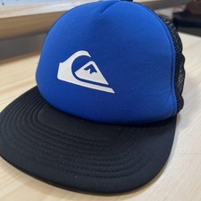 Quiksilver Hat Cap Snap Back Mens One Size Blue Black Mesh Trucker Logo