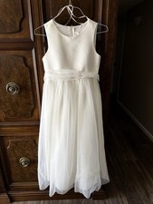 David's Bridal Solid Ivory Flower Girl Dress Style H1094 Size 14 Only Worn Once