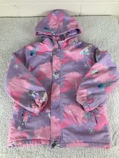 Frozen Purple and Pink Girls Hooded Winter Puffer Jacket Elsa Olaf Size 160 14 