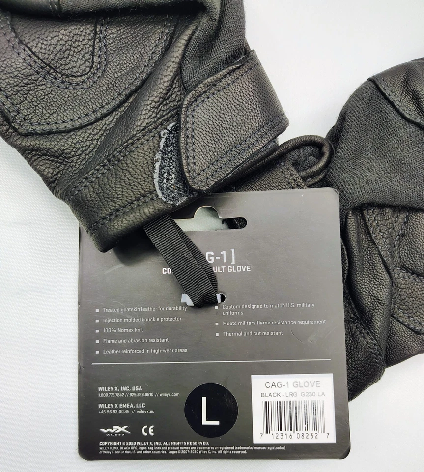 NEW Wiley X CAG-1 Combat Tactical Assault Hard Knuckle Gloves Size Large Black - Image 3 of 3