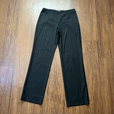 Vintage EMPORIO ARMANI Pants Black Pin Stripe Wool Blend High Rise Italian Sz 10