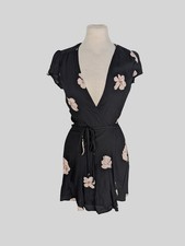 Reformation black floral print short sleeve mini dress size UK10/US6