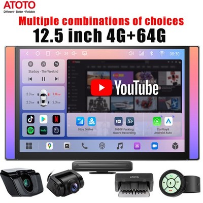 ATOTO S8 Android 13 12.5'' Autoradio GPS Navi Geteilte Anzeige Front & Rückkamera