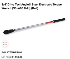 Snap On 34 Drive Techangle Steel Electronic Torque Wrench 30600 Ft-lb Red