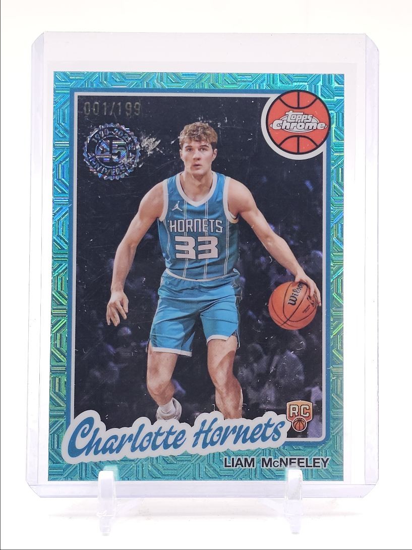 LIAM MCNEELEY 2025-26 TOPPS CHROME 1980 AQUA MOJO ROOKIE RC 001/199 Q1300
