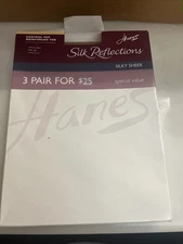 Hanes Silk Reflections Silky Sheer Control Top 2 Pack Reinforced Toe AB NEW 718