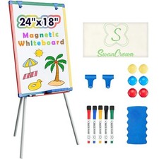 Dry Erase White Board Easel for Kids 18x24 Inch Art Stand with Magnet