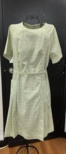 Vintage Green Checked House Dress Sz large W/ Belt