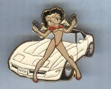 Lions Club Pins - Betty Boop White Corvette Red Bikini Pistols