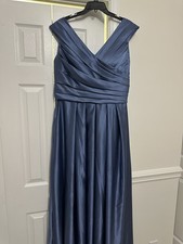 A-line satin pocket mother of the bride gown-size 18W- Slate Blue