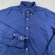 Ralph Lauren Shirt Mens Medium Blue Oxford Button Down Long Sleeve Pony Casual