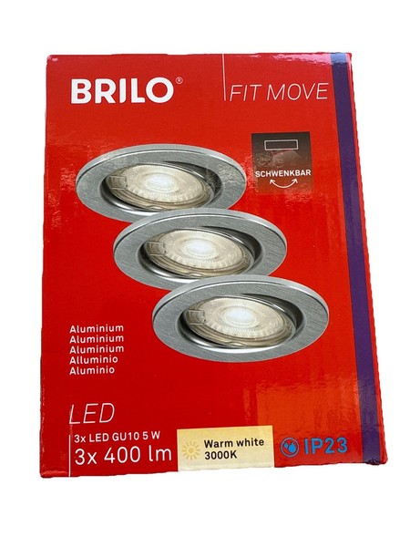 3X Briloner Einbaustrahler Alu GU10 Led 5W 3X 400Lm 3000K Schwenkbar Spot Ø86Mm-image