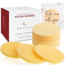 Facial Sponges 50 Count Compressed Cellulose Face Cleansing and Exfoliating ...