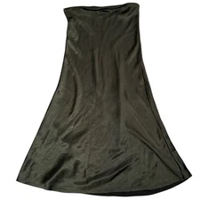 Grade & Gather Women's Green Solid Stretch Fit Flare Midi Skirts Size Small