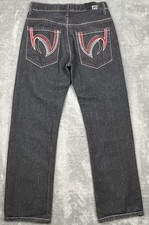Sacred Crown Black Premium Jeans Boys 14 Fit 26x25.5 Denim Straight Embroidered