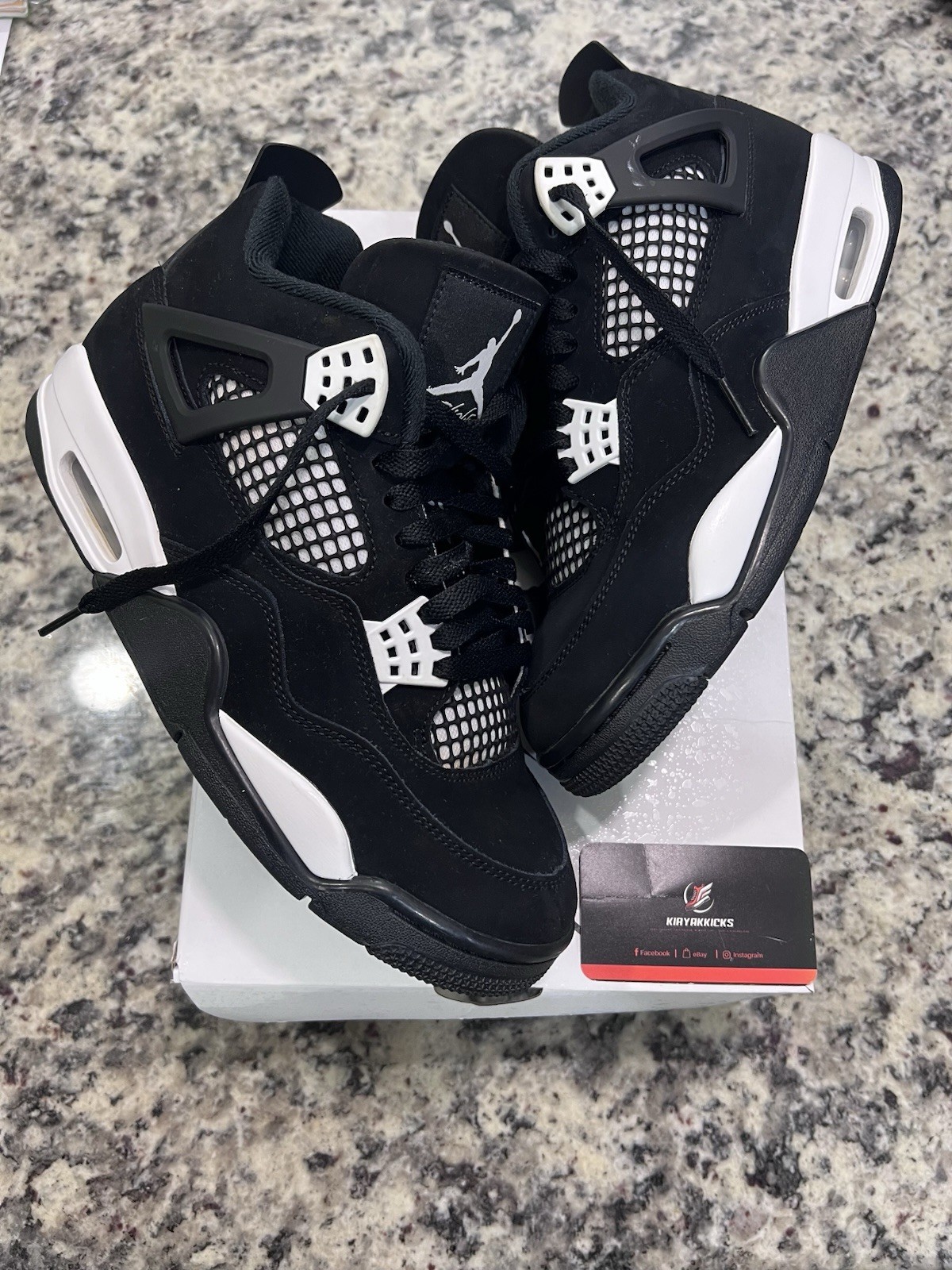 Size 8.5 - Nike Air Jordan 4 Retro White Thunder Black Sneaker 2024 Men (Clean)