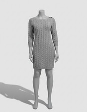 Jessica Howard Womens Gray Cable-Knit Sweater Dress Petite Size PM