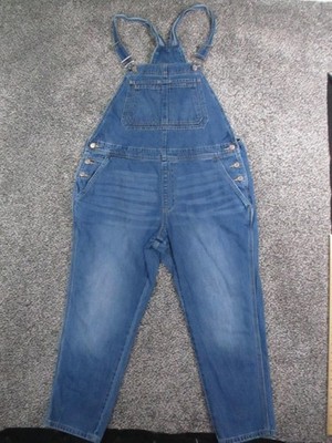 Gap Denim Overalls Womens L Blue Slouchy Bib Adjustable Straps 100% Cotton 38x25