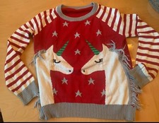 Girls Size 10 Holiday Sweater With Unicorn Design Christmas