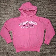 Sudadera con Capucha Six Flags Talla S Niñas Jóvenes Pullover Discovery Kingdom California Rosa