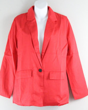 Women Single Button Notch Collar Blazer Size Large Color Red NWOT