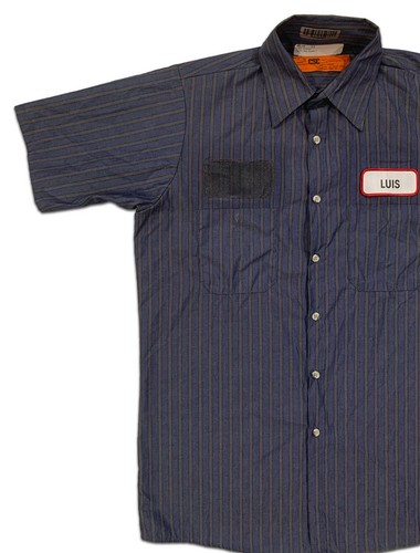 Camisa de trabajo Red Kap a rayas industriales 2 bolsillos uniforme de trabajo popelín azul marino/gris - Imagen 42 de 45
