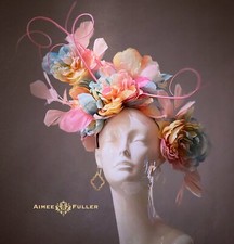 Kentucky Derby Hat Del Mar Royal Ascot Fascinator Pastels Pink Aqua Blue Peach
